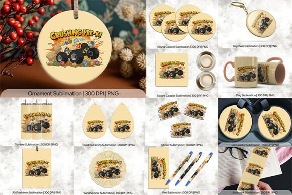 Crushing Pre K Monster Truck PNG Design