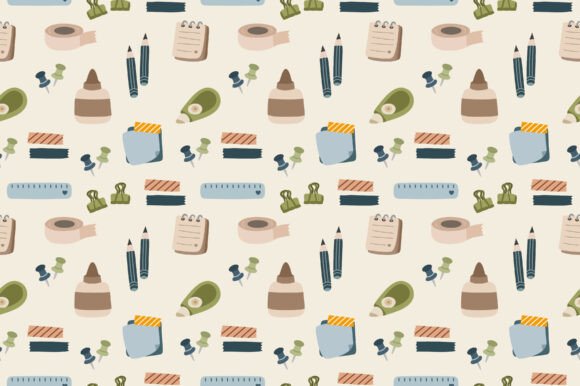 Cute Stationery Seamless Pattern