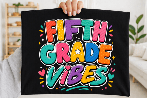 Fifth Grade Vibes School Typography PNG