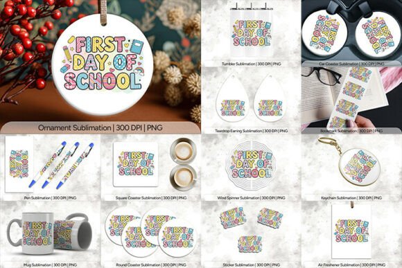 First Day School PNG Design: A Complete 13-Piece Digital Bundle