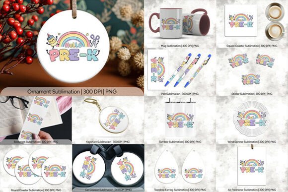 Hello Pre K Rainbow School Sublimation Bundle: 14 Creative Assets