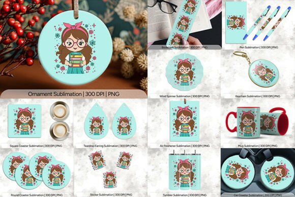 Maximizing Creative Potential with the Cute Book Lover Girl Sublimation PNG Bundle