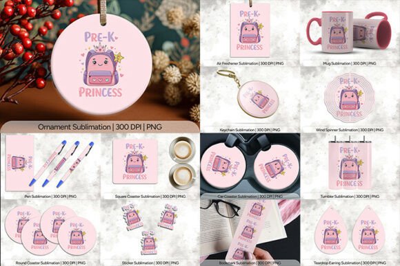 Pre K Princess Kids Sublimation PNG