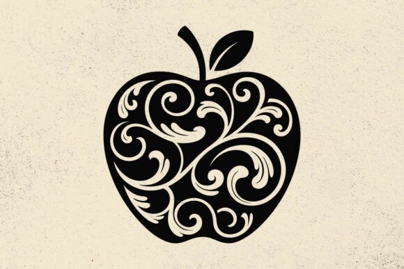 Swirly Apple SVG, Teacher Clipart Svg